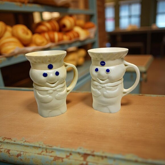 1979 Pillsbury Doughboy Mugs – Poppin’ Fresh 3D Character Cups – Vintage Promo P - Picture 1 of 5